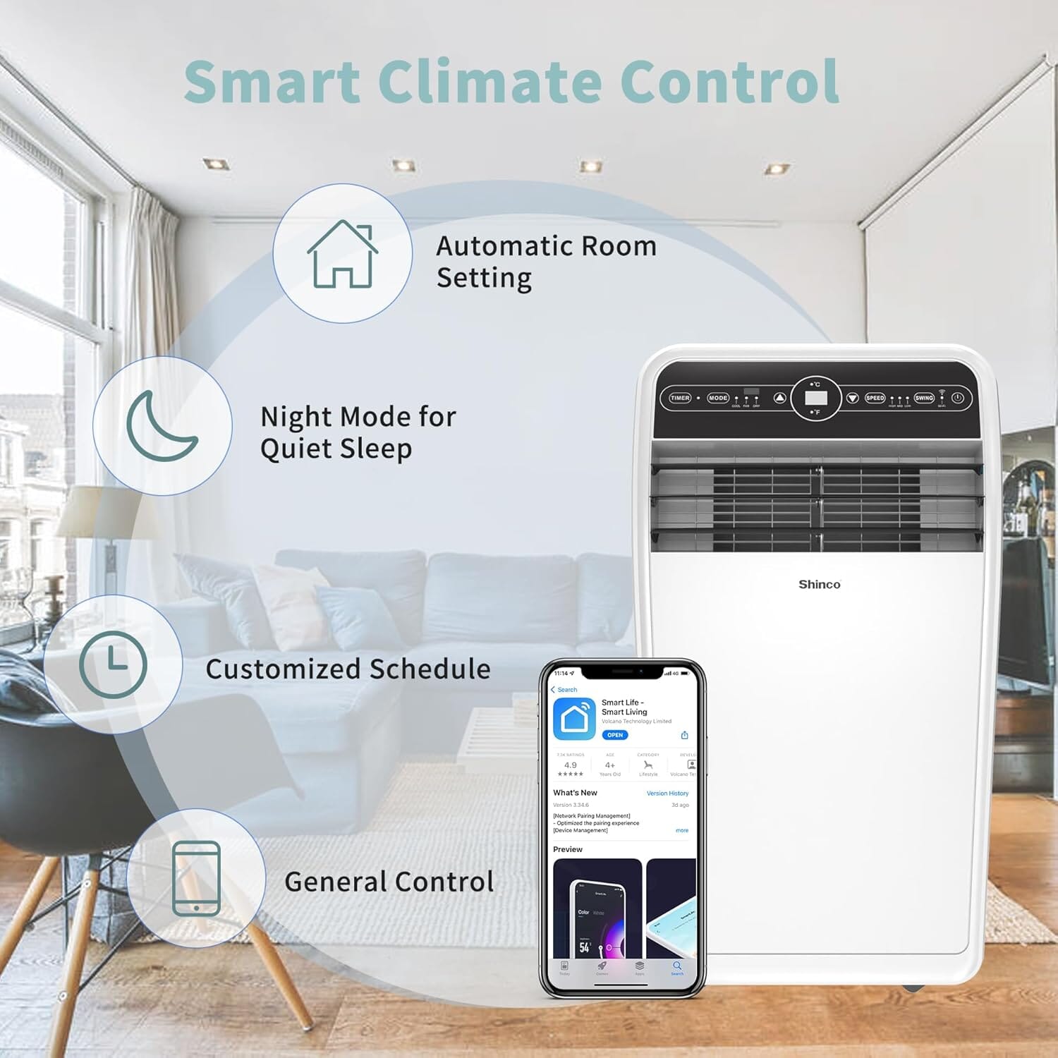 10,000 BTU Portable Air Conditioner with Remote Control Air Conditioners Shinco 