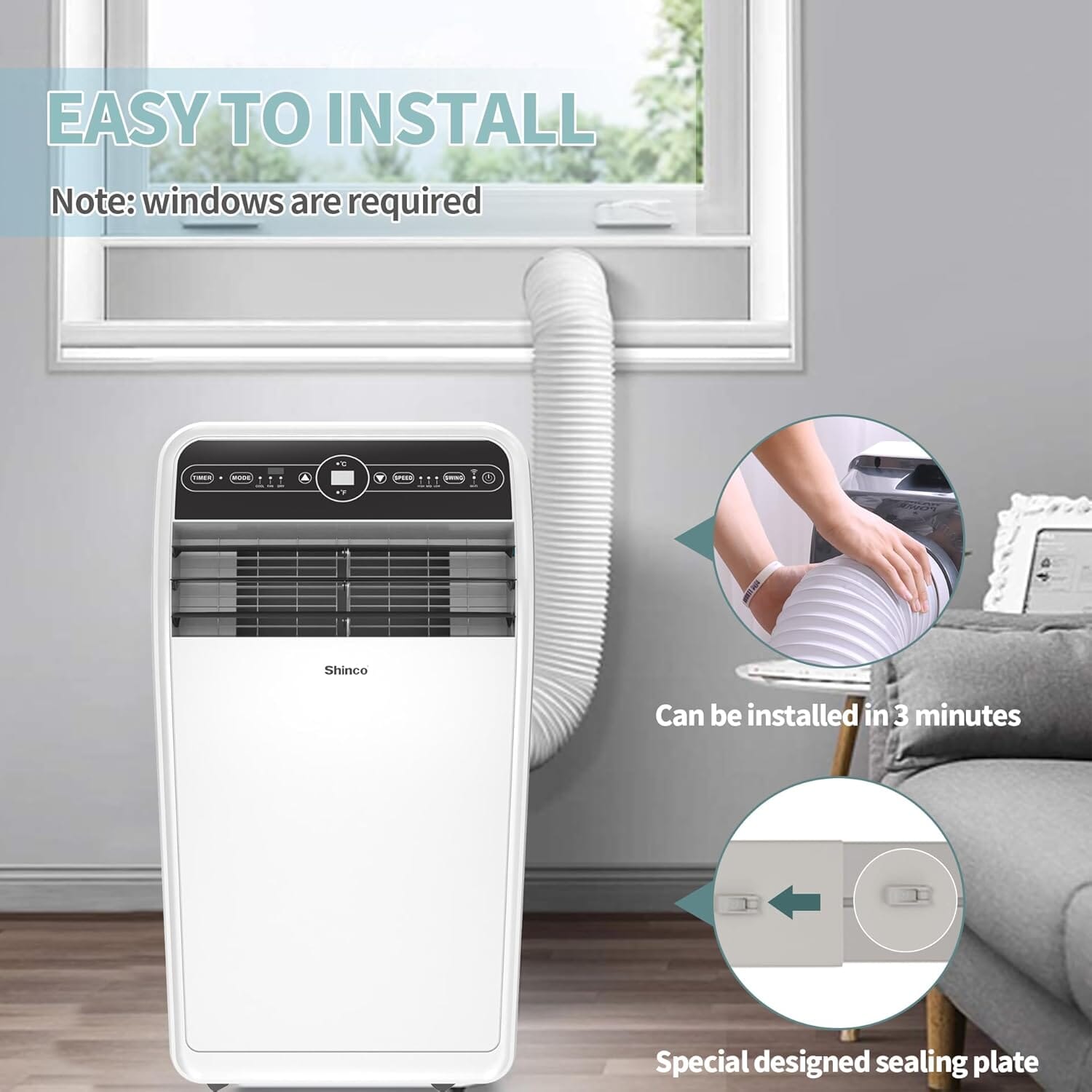 10,000 BTU Portable Air Conditioner with Remote Control Air Conditioners Shinco 