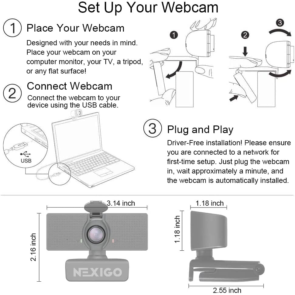 1080P Webcam with Microphone Personal Computer NexiGo 