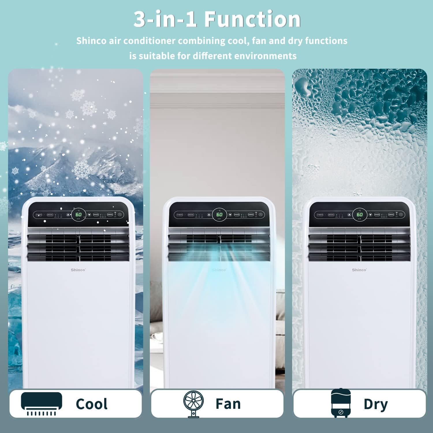 12,000 BTU Portable Air Conditioner with Wi-Fi, plus remote Air Conditioners Shinco 