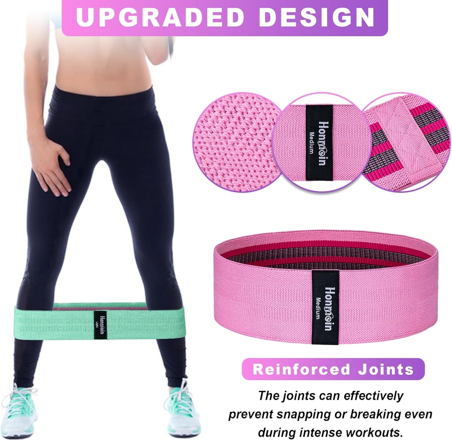 3 Levels Exercise Bands Workout Bands Set for Women Men Exercise Bands & Loops Honmein 