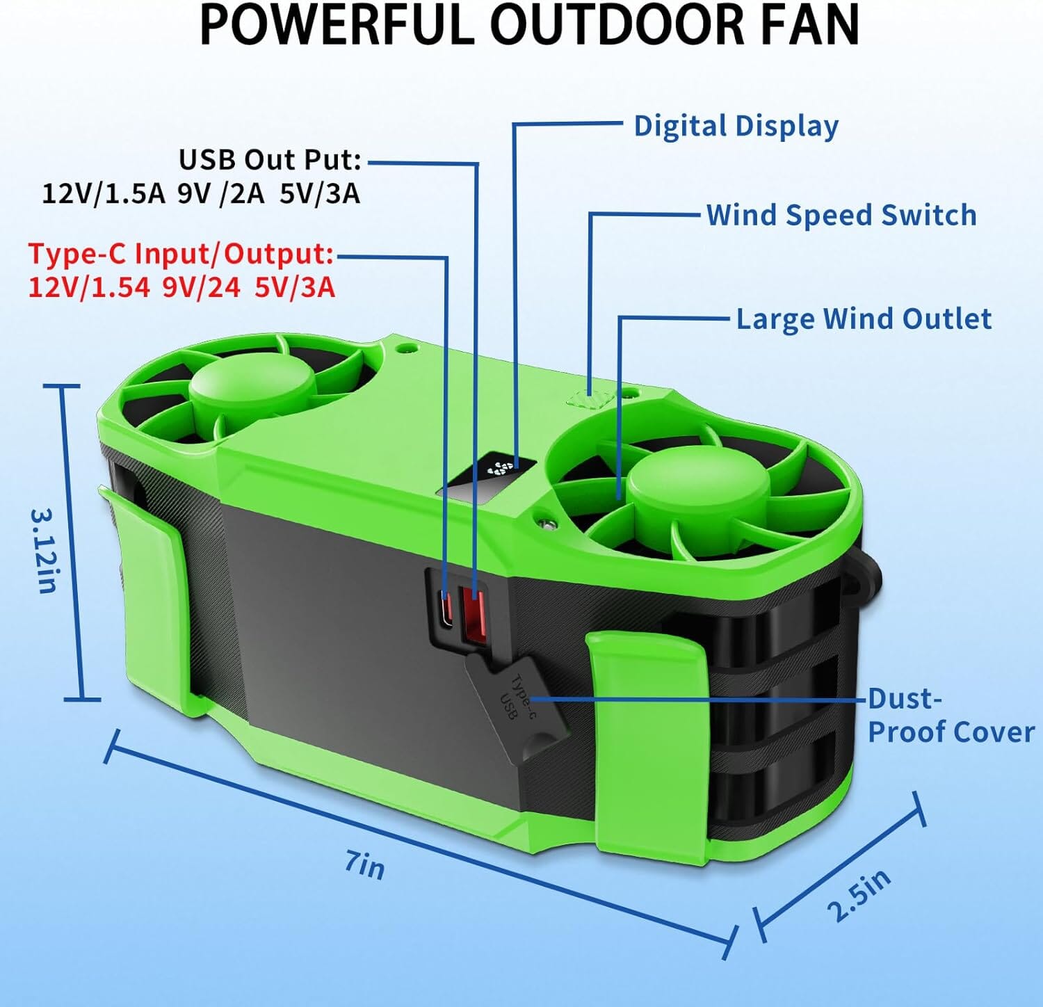 30000mAh Portable Waist Fan Powered Hand Fans & Misters OwensAssetFund Gifts 