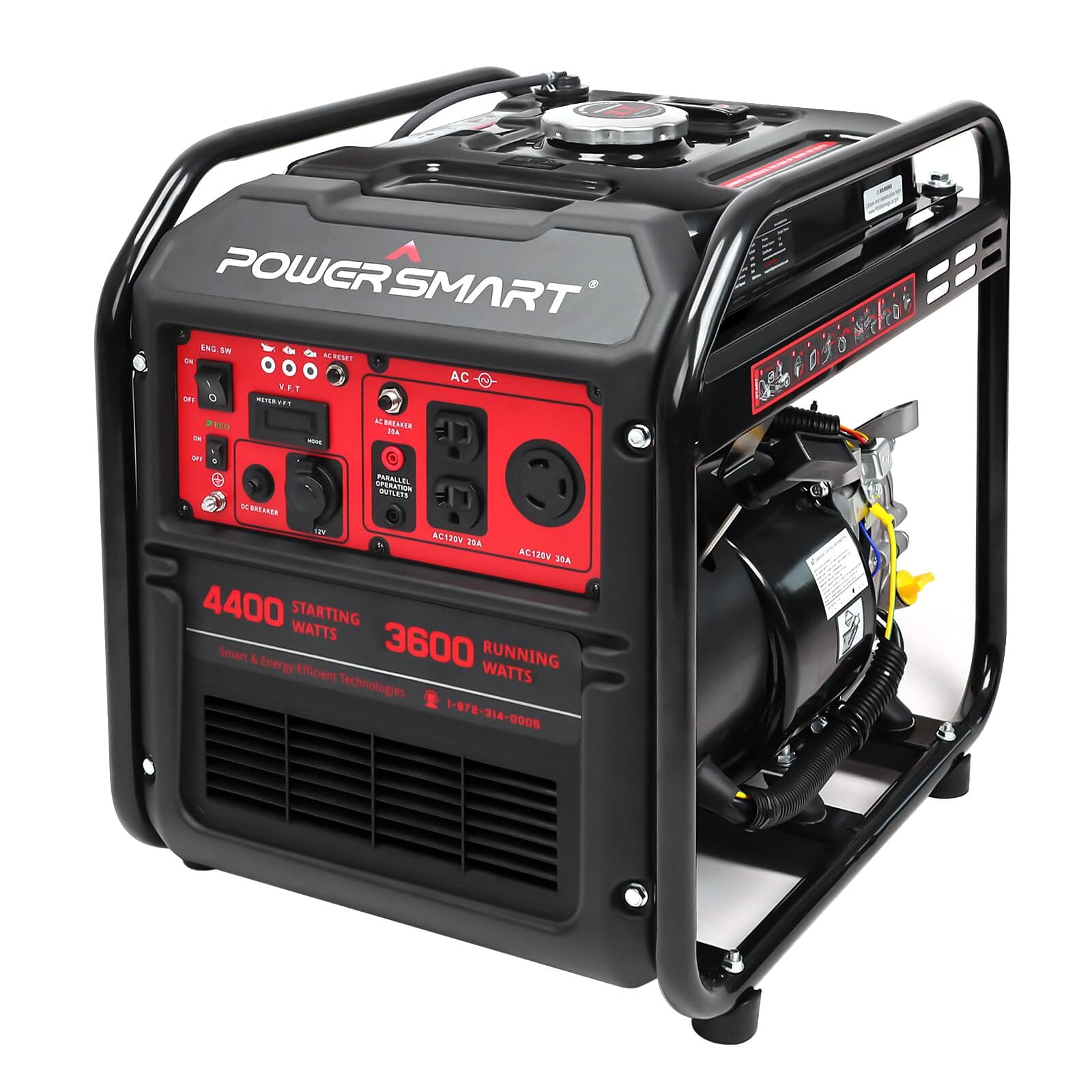 4400-Watt Home Backup Portable Open Frame Generator Lawn & Patio PowerSmart 