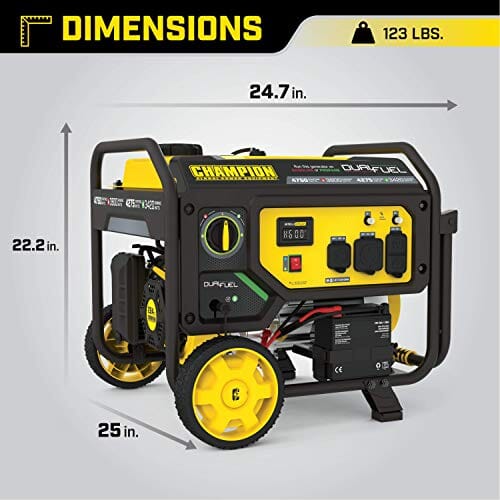 4750-Watt Dual Fuel Portable Generator with Electric Start, Wheel Kit Lawn & Patio Champion Power Equipment 