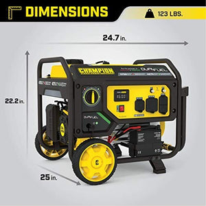 4750-Watt Dual Fuel Portable Generator with Electric Start, Wheel Kit Lawn & Patio Champion Power Equipment 