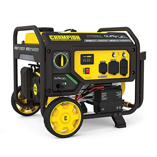 4750-Watt Dual Fuel Portable Generator with Electric Start, Wheel Kit Lawn & Patio Champion Power Equipment 