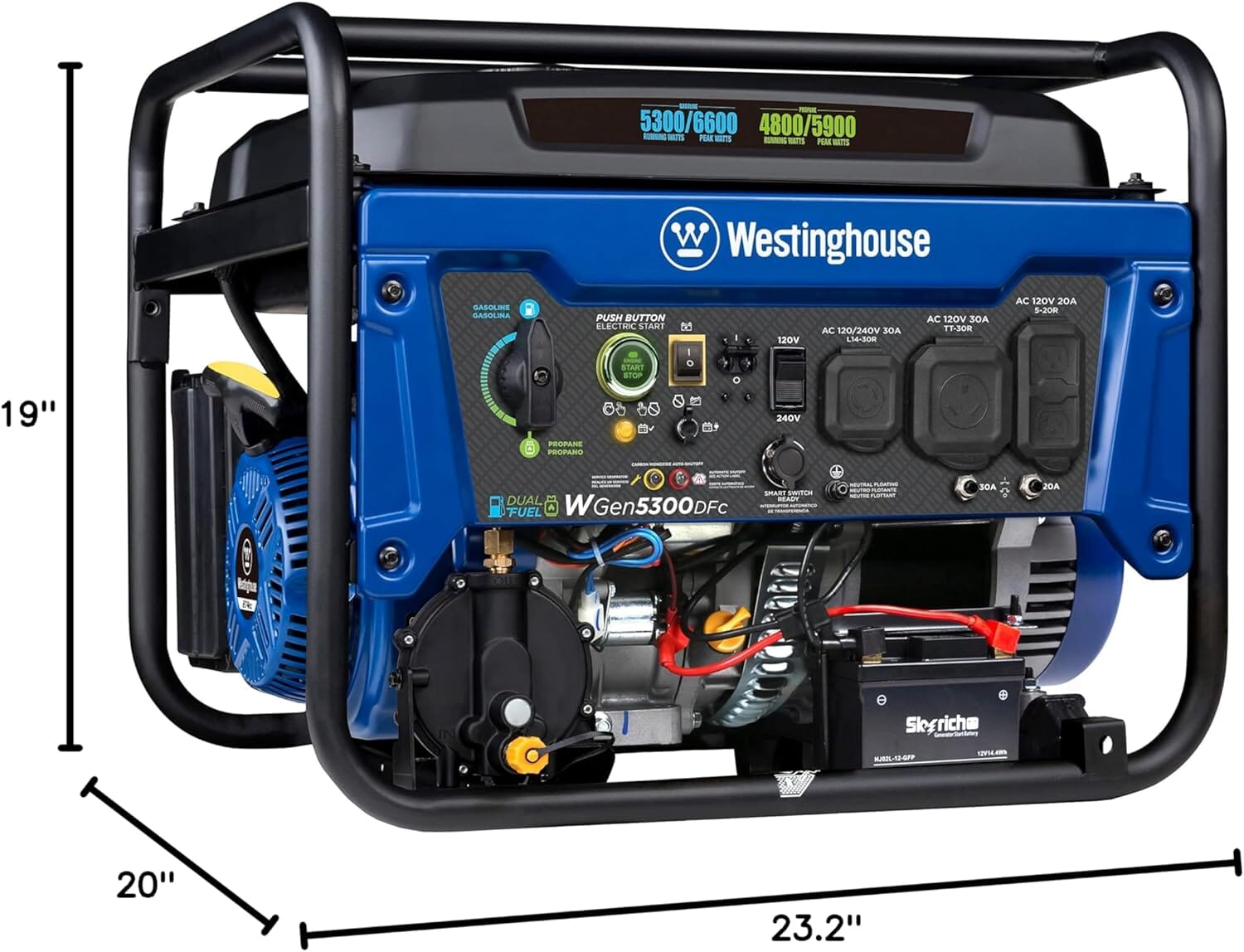 6600-Watt Dual Fuel Home Backup Portable Generator, Remote Electric Start Portable Generator Westinghouse 