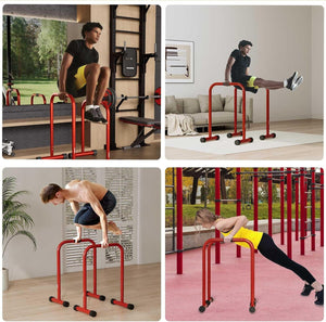 Adjustable Dip Bar, Dip Stand Station Functional Fitness Bar Push Up & Pull Up Bars LEKÄRO 