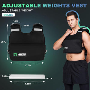 Adjustable Weighted Vest, 44lb Fitness Weights Vests for Men and Women Weighted Vest LEKÄRO 