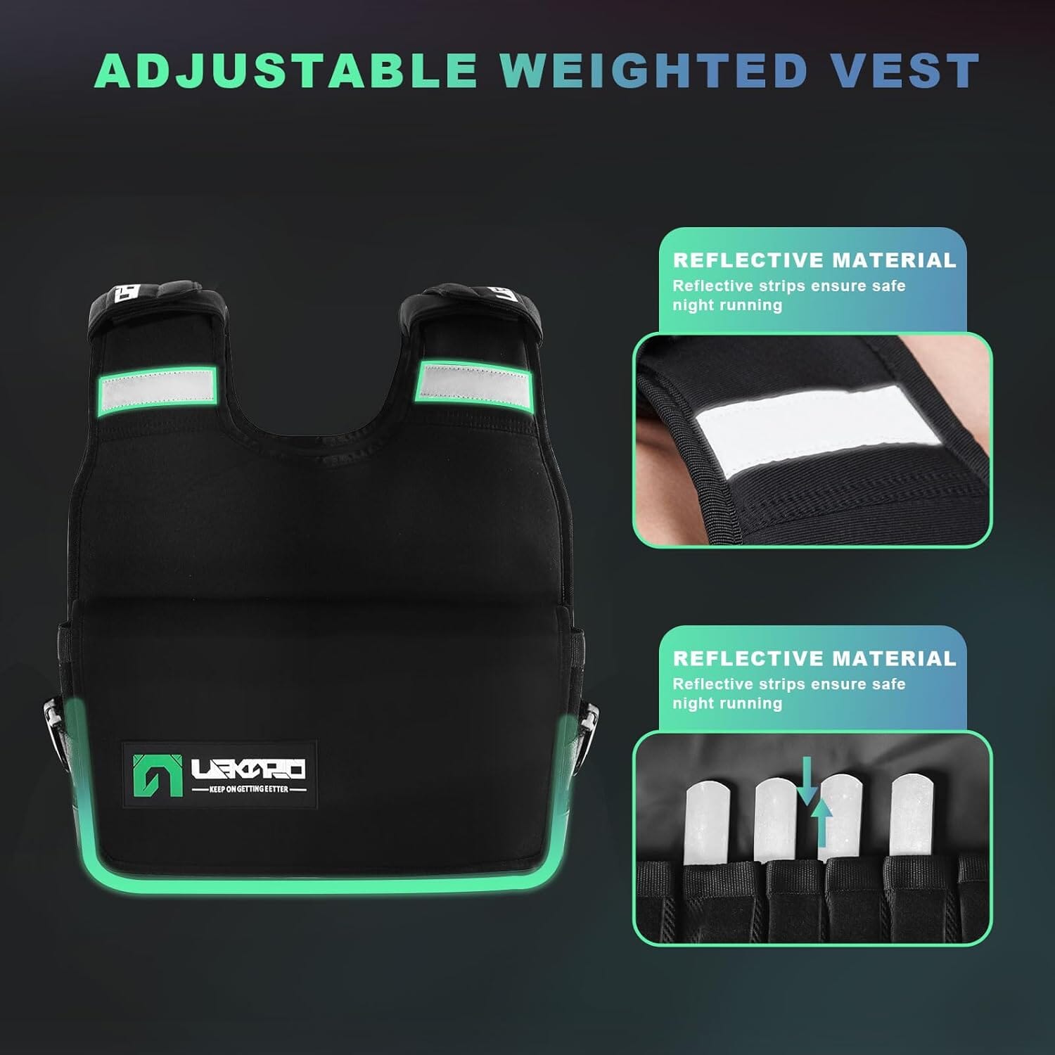 Adjustable Weighted Vest, 44lb Fitness Weights Vests for Men and Women Weighted Vest LEKÄRO 