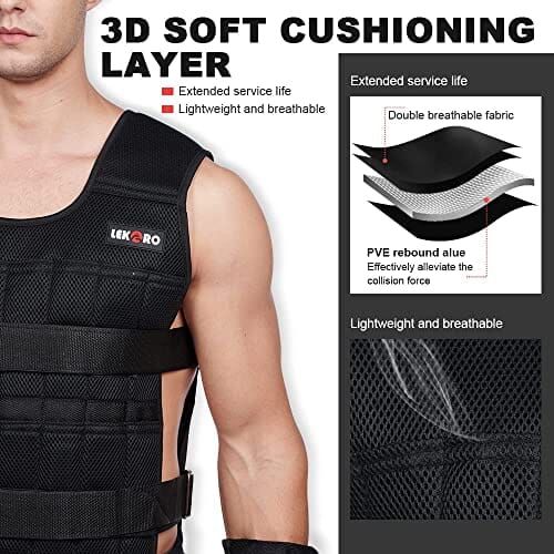 Adjustable Weighted Vest 44LB (Included 96 Steel Plates Weights) Adjustable Weighted Vest LEKÄRO 