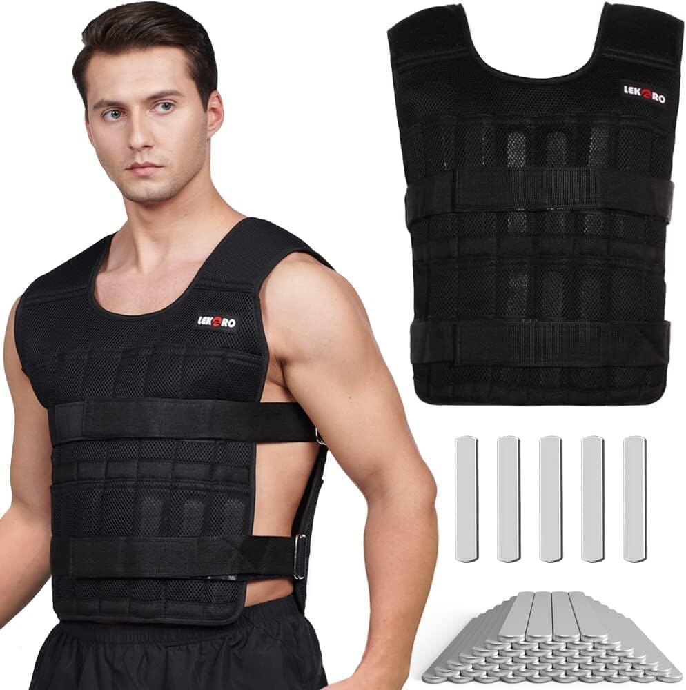 Adjustable Weighted Vest 44LB (Included 96 Steel Plates Weights) Adjustable Weighted Vest LEKÄRO Adjustable 