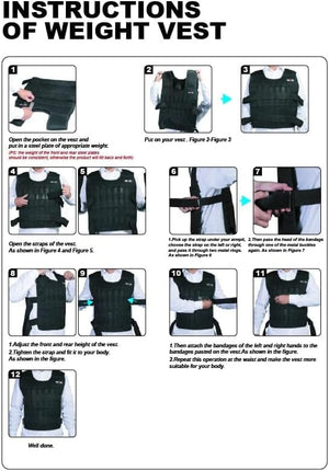 Adjustable Weighted Vest 44LB (Included 96 Steel Plates Weights) Weighted Vest Set LEKÄRO 