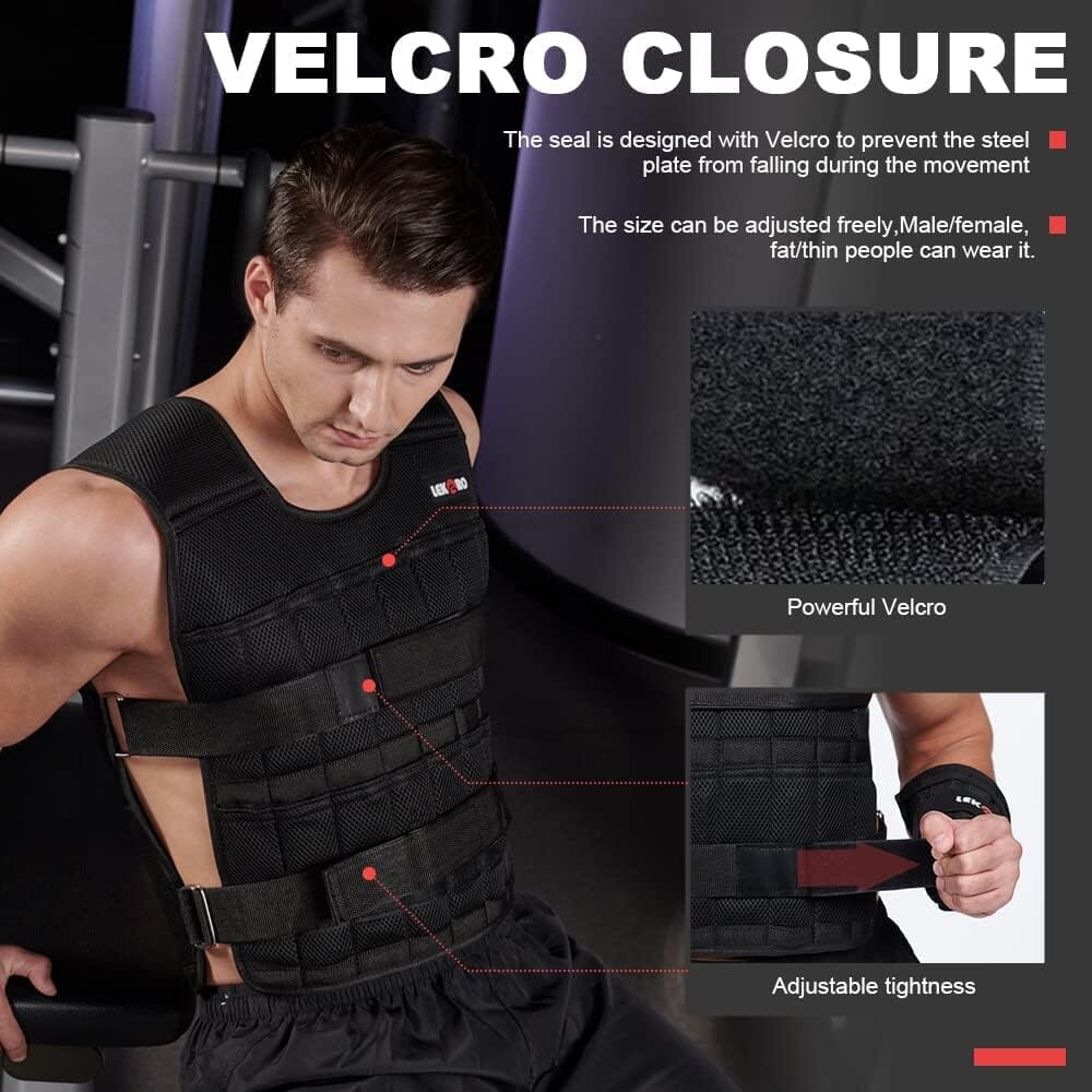 Adjustable Weighted Vest 44LB (Included 96 Steel Plates Weights) Weighted Vest Set LEKÄRO 