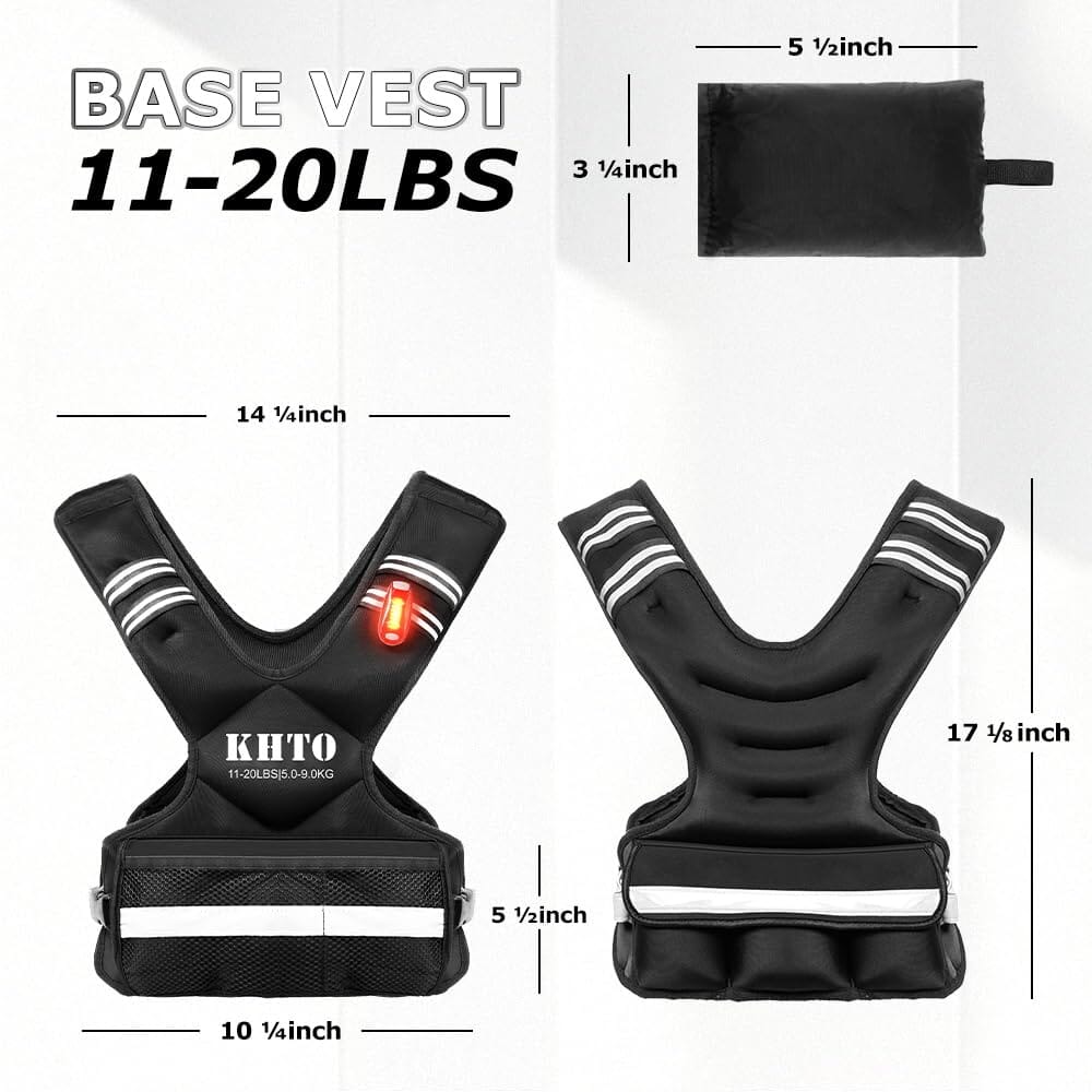 Adjustable Weighted Vest for Men and Women with Warning Light, Reflective Strip Sports KHTO 