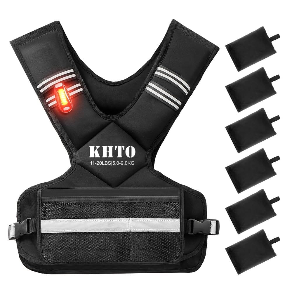 Adjustable Weighted Vest for Men and Women with Warning Light, Reflective Strip Sports KHTO 