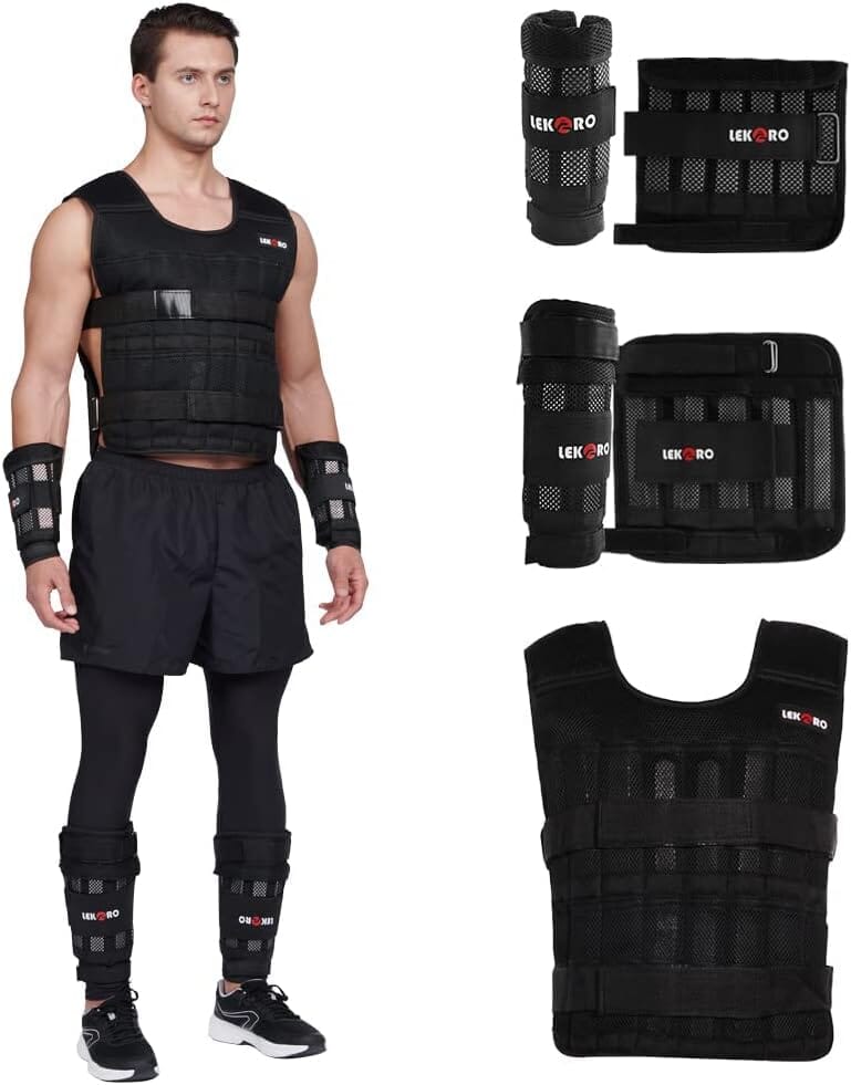 Adjustable Weighted Vest Set 44LB (Included 96 Steel Plates Weights) Weighted Vest Sets LEKÄRO 