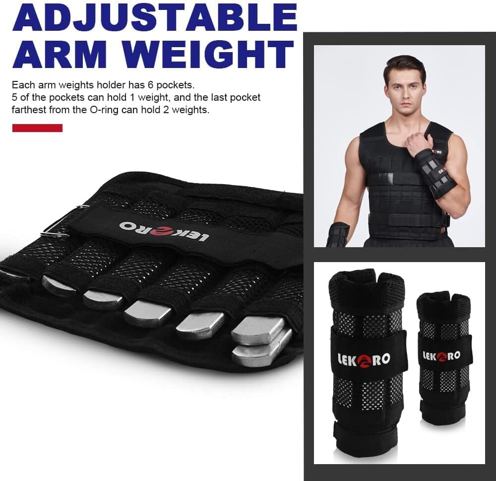 Adjustable Weighted Vest Set 44LB (Included 96 Steel Plates Weights) Weighted Vest Sets LEKÄRO 