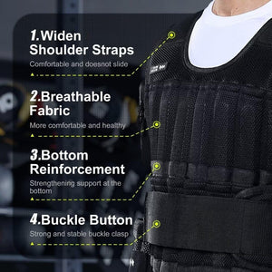 Adjustable Weighted Vest Set for Men / Women 44lbs with Steel Plates Weighted Vest Sets OwensAssetFund Gifts 