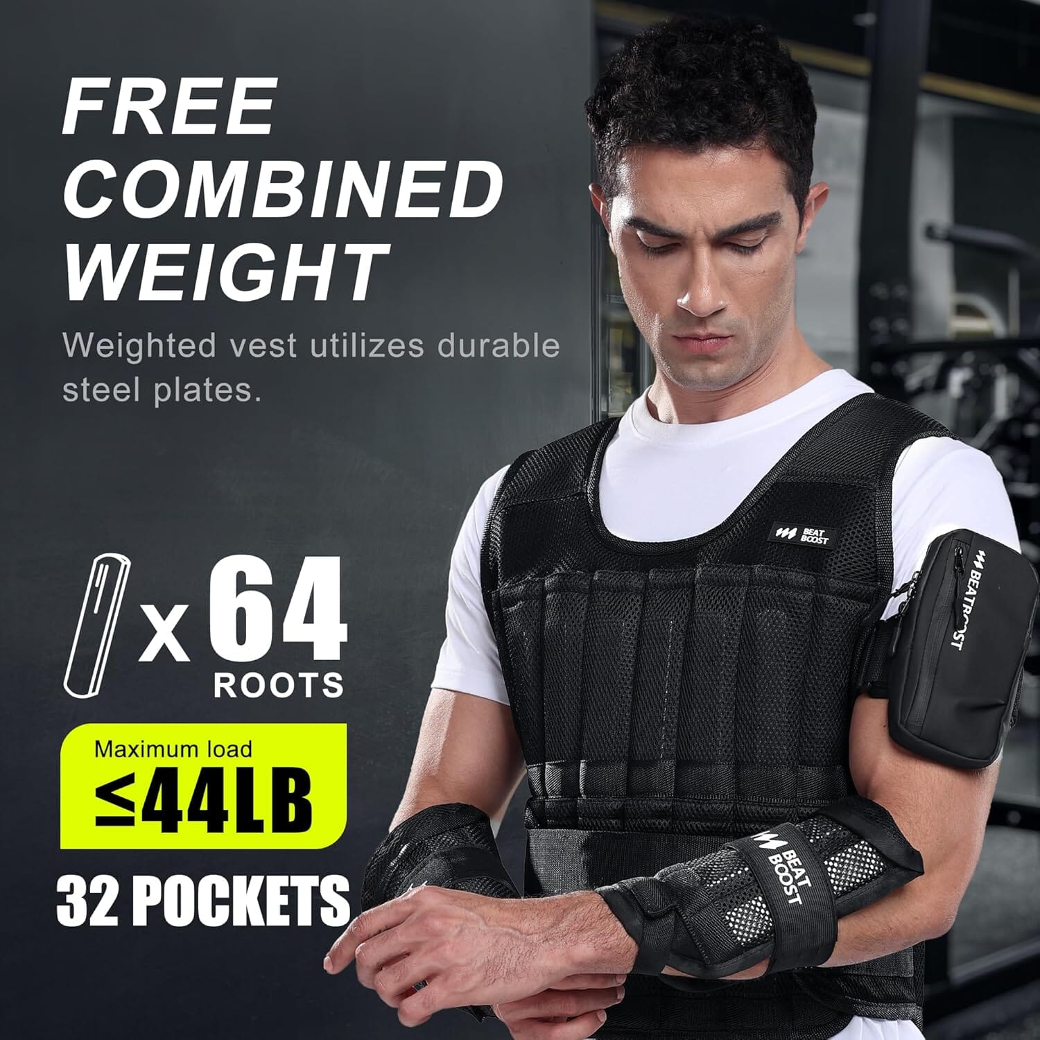 Adjustable Weighted Vest Set for Men / Women 44lbs with Steel Plates Weighted Vest Sets OwensAssetFund Gifts 