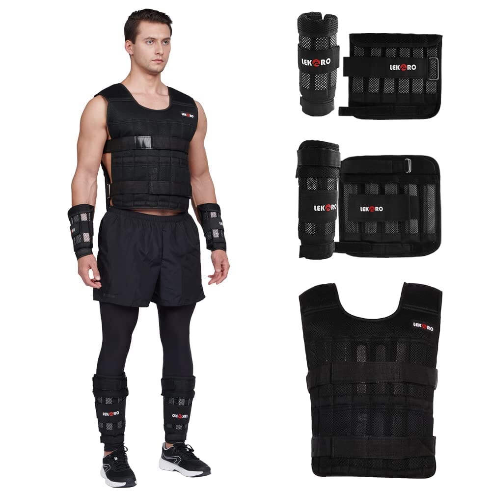 Adjustable Weighted Vest Set with Arm Weights and Leg Weights Sports LEKÄRO 