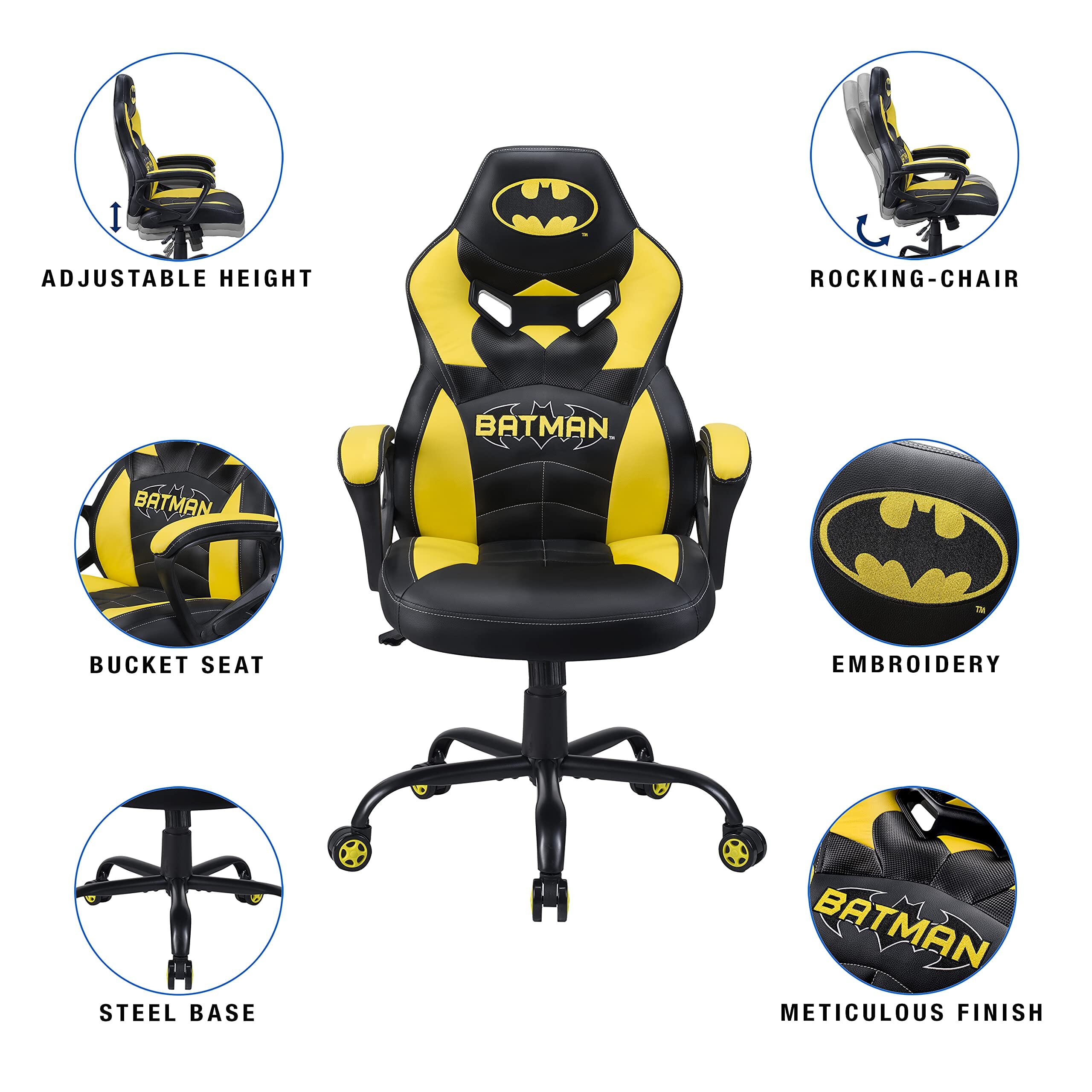 Batman - Junior Gamer Chair - Gaming Office Chair for Children and Teens Video Games SUBSONIC 