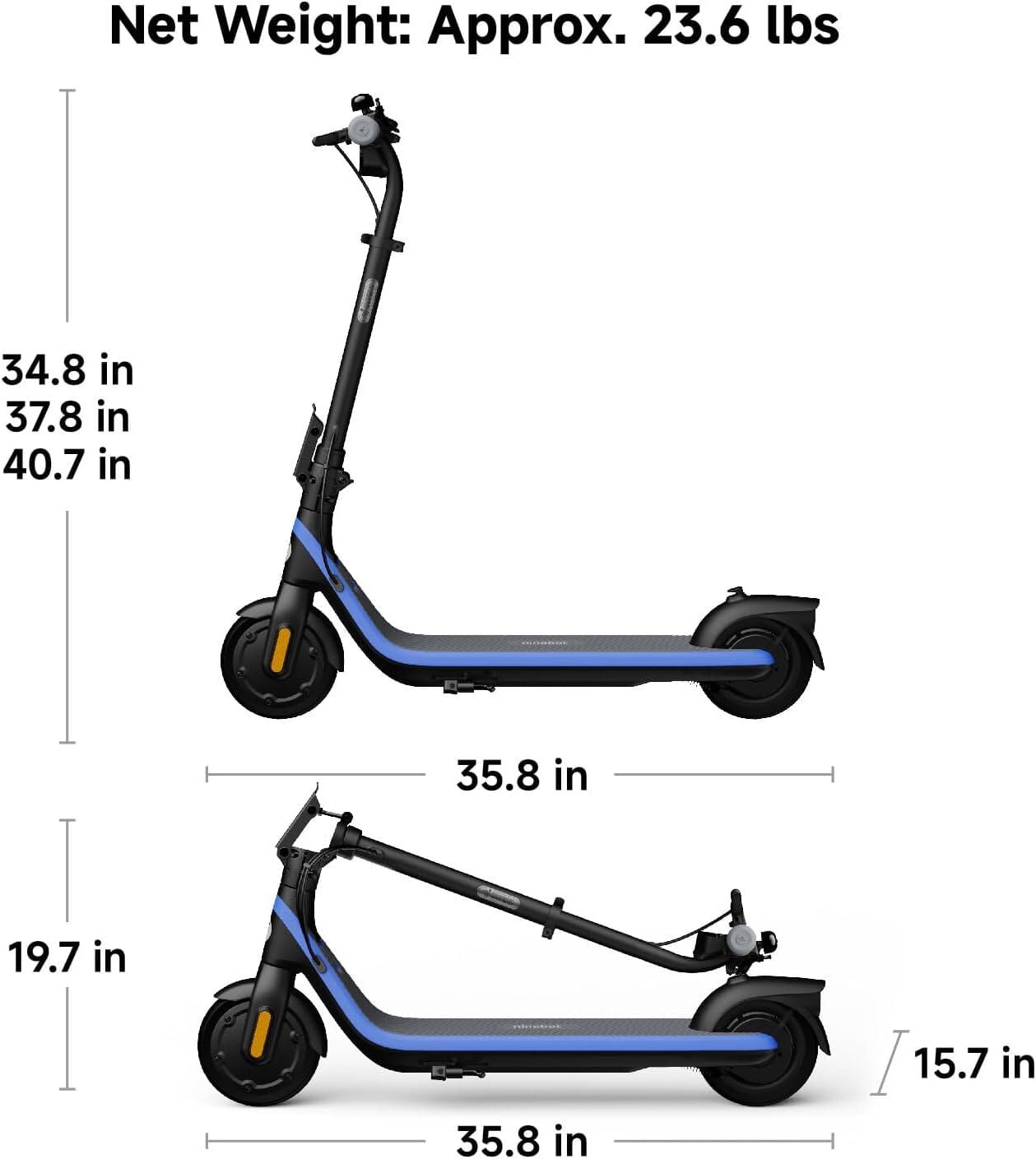 C2 Pro Ninebot eKickScooter Bundle - Electric Scooter for Kids 5–13 E-Scooters Segway 