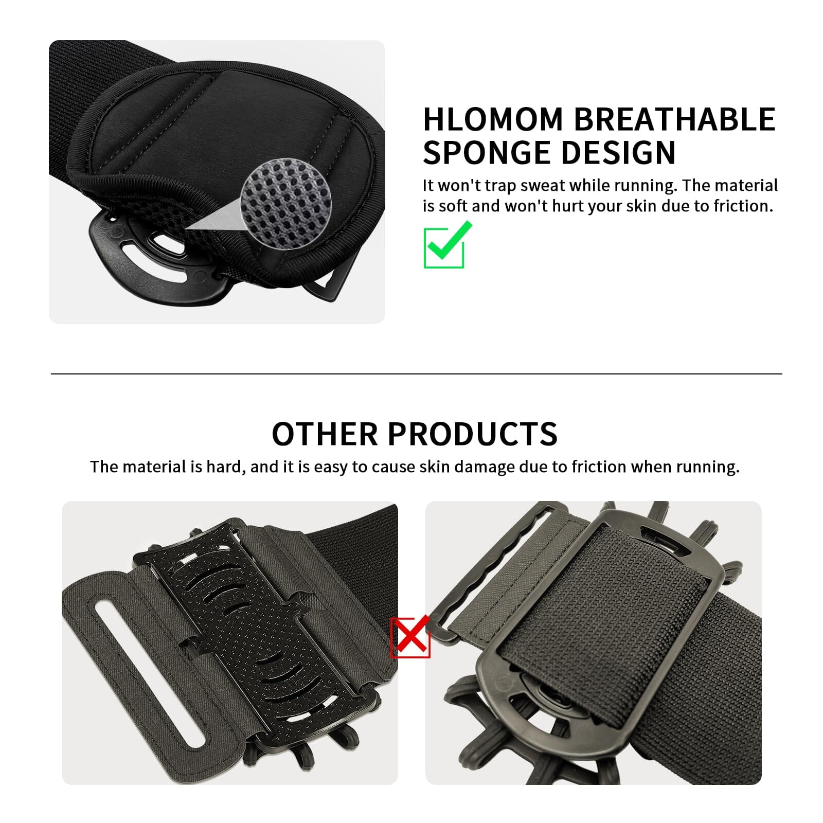 Detachable & 360°Rotated Phone Holder Armband Wireless HLOMOM 