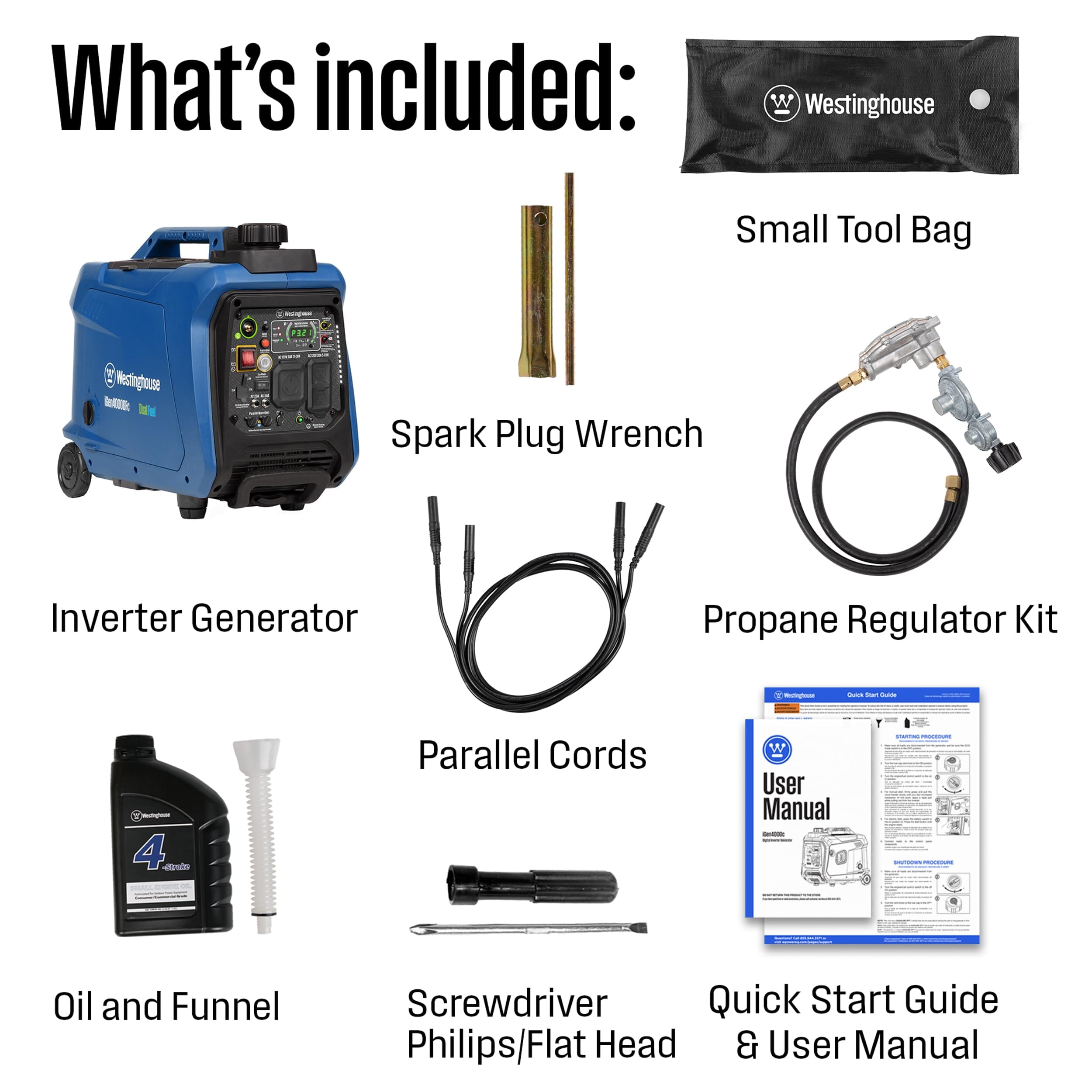 Dual Fuel Portable Inverter Generator, Remote Electric Start Lawn & Patio Westinghouse 