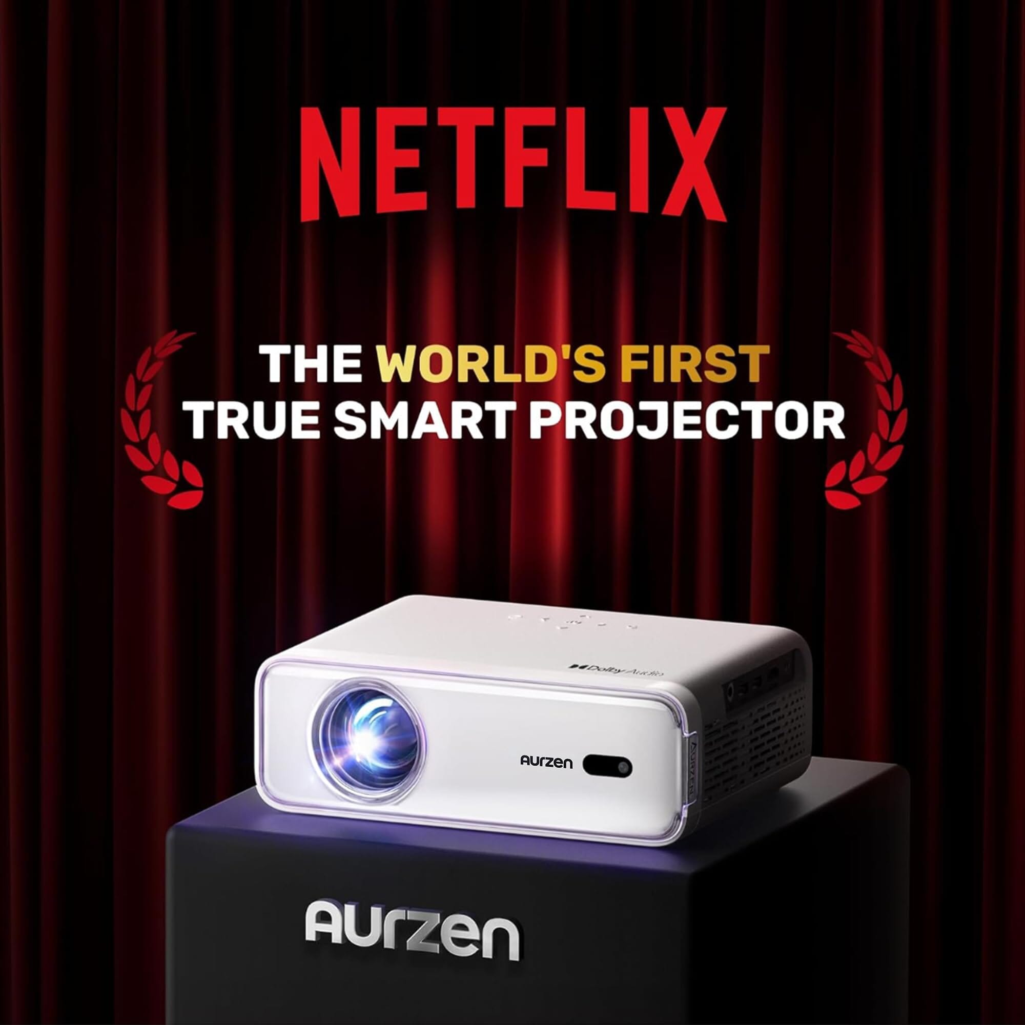 EAZZE D1 Smart Projector with Wi-Fi and Bluetooth, White Office Product Aurzen 