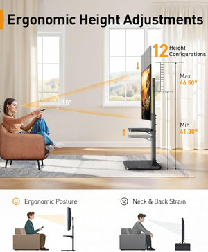 Floor TV Stand with LED Light for 32”-75", Tall TV Stand with Swivel and Tilt, up to 110 lbs. Entertainment Centers & TV Stands OwensAssetFund Gifts 