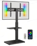 Floor TV Stand with LED Light for 32”-75", Tall TV Stand with Swivel and Tilt, up to 110 lbs. Entertainment Centers & TV Stands OwensAssetFund Gifts 