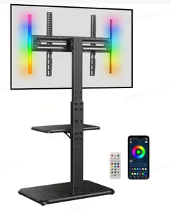 Floor TV Stand with LED Light for 32”-75", Tall TV Stand with Swivel and Tilt, up to 110 lbs. Entertainment Centers & TV Stands OwensAssetFund Gifts 