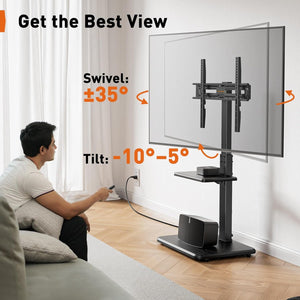 Floor TV Stand with Power Outlet, Universal TV Stand for 32–75-inch TVs up to 110 lbs. Entertainment Centers & TV Stands Perlegear 