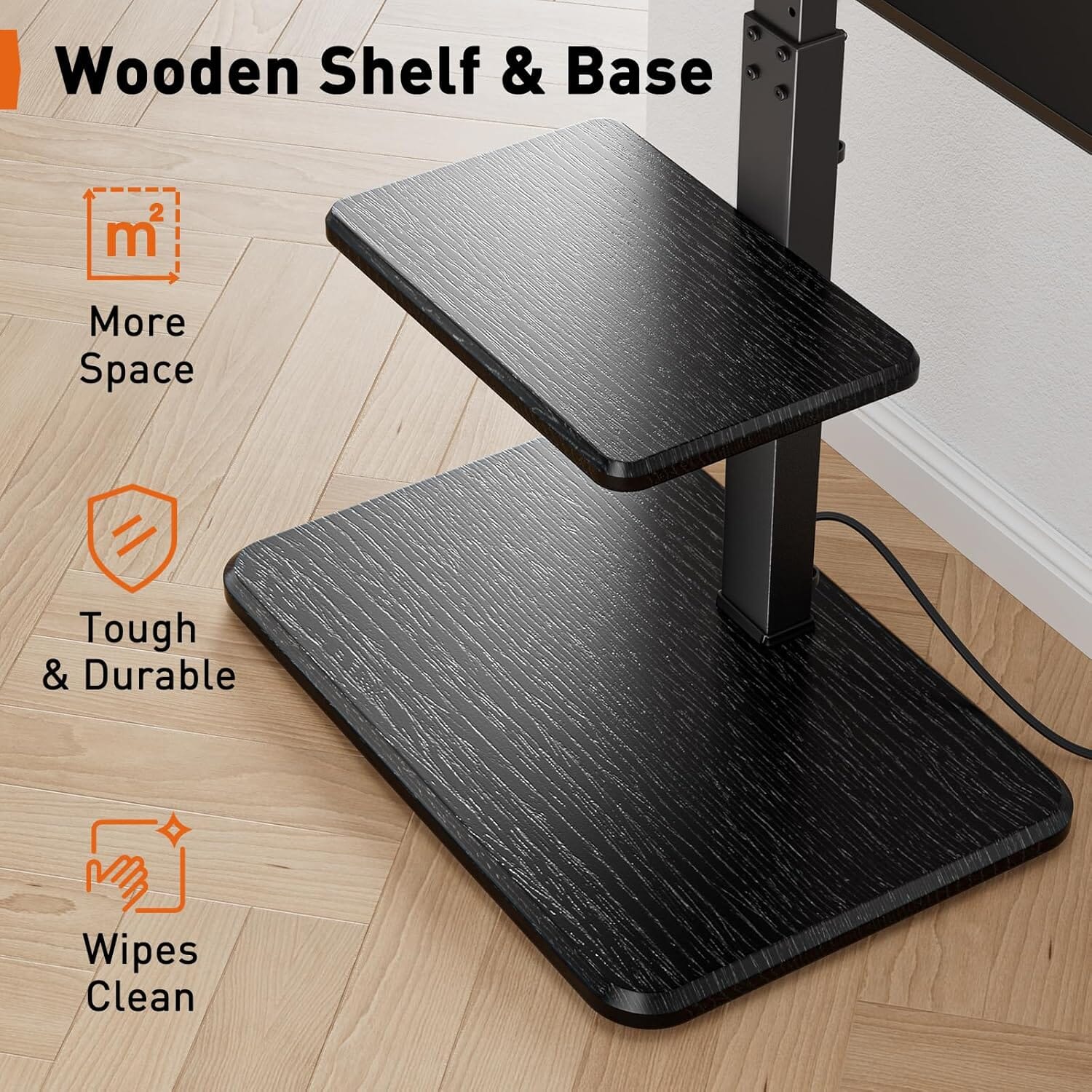 Floor TV Stand with Power Outlet, Universal TV Stand for 32–75-inch TVs up to 110 lbs. Entertainment Centers & TV Stands Perlegear 