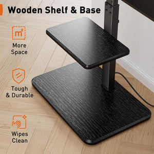 Floor TV Stand with Power Outlet, Universal TV Stand for 32–75-inch TVs up to 110 lbs. Entertainment Centers & TV Stands Perlegear 