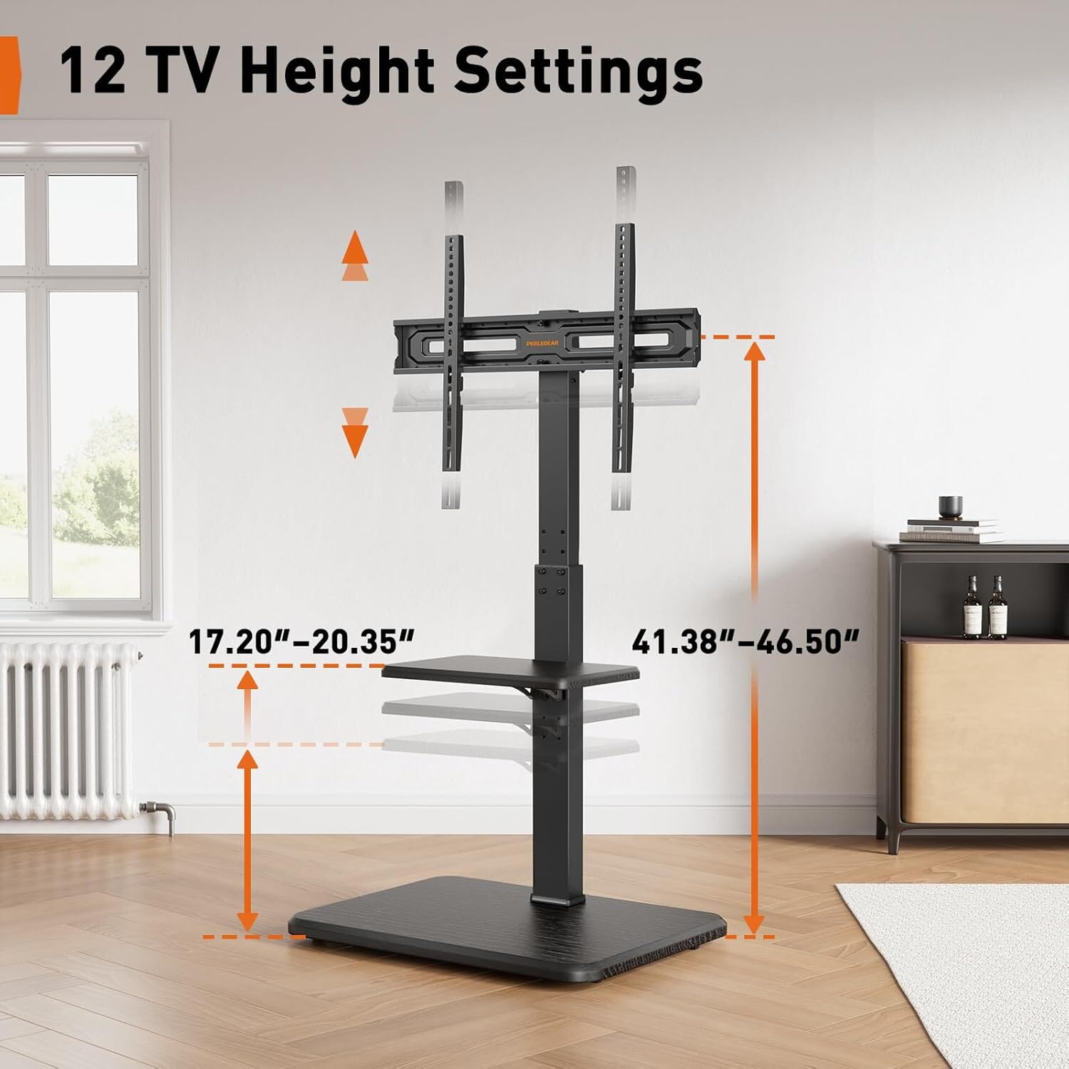 Floor TV Stand with Power Outlet, Universal TV Stand for 32–75-inch TVs up to 110 lbs. Entertainment Centers & TV Stands Perlegear 