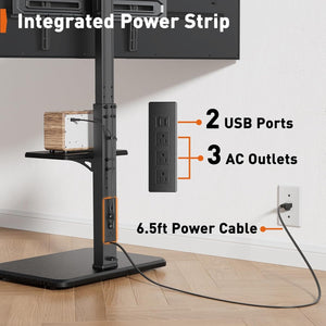 Floor TV Stand with Power Outlet, Universal TV Stand for 32–75-inch TVs up to 110 lbs. Entertainment Centers & TV Stands Perlegear 