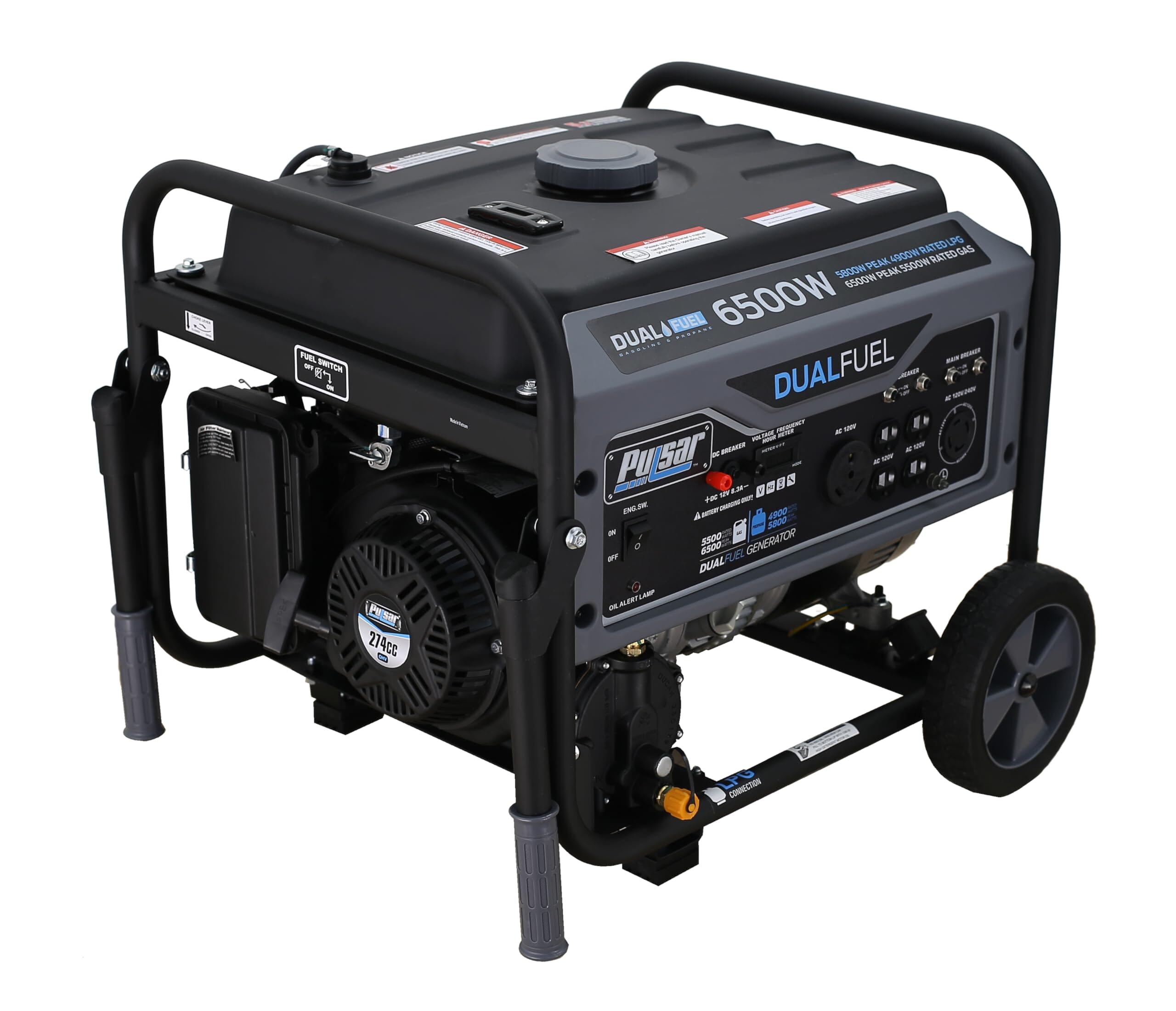 G65BN-SN Portable Gas & LPG Dual Fuel Generator Lawn & Patio Pulsar 