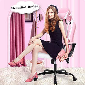 Gaming Chair Office Chair Desk Chair Ergonomic Executive Swivel Rolling Computer Chair with Lumbar Support, Pink Furniture BestOffice 