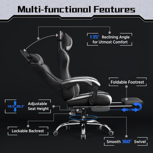 Gaming Chair, Video Game Chair with Massage Lumbar Support Gaming Chair Yaheetech 