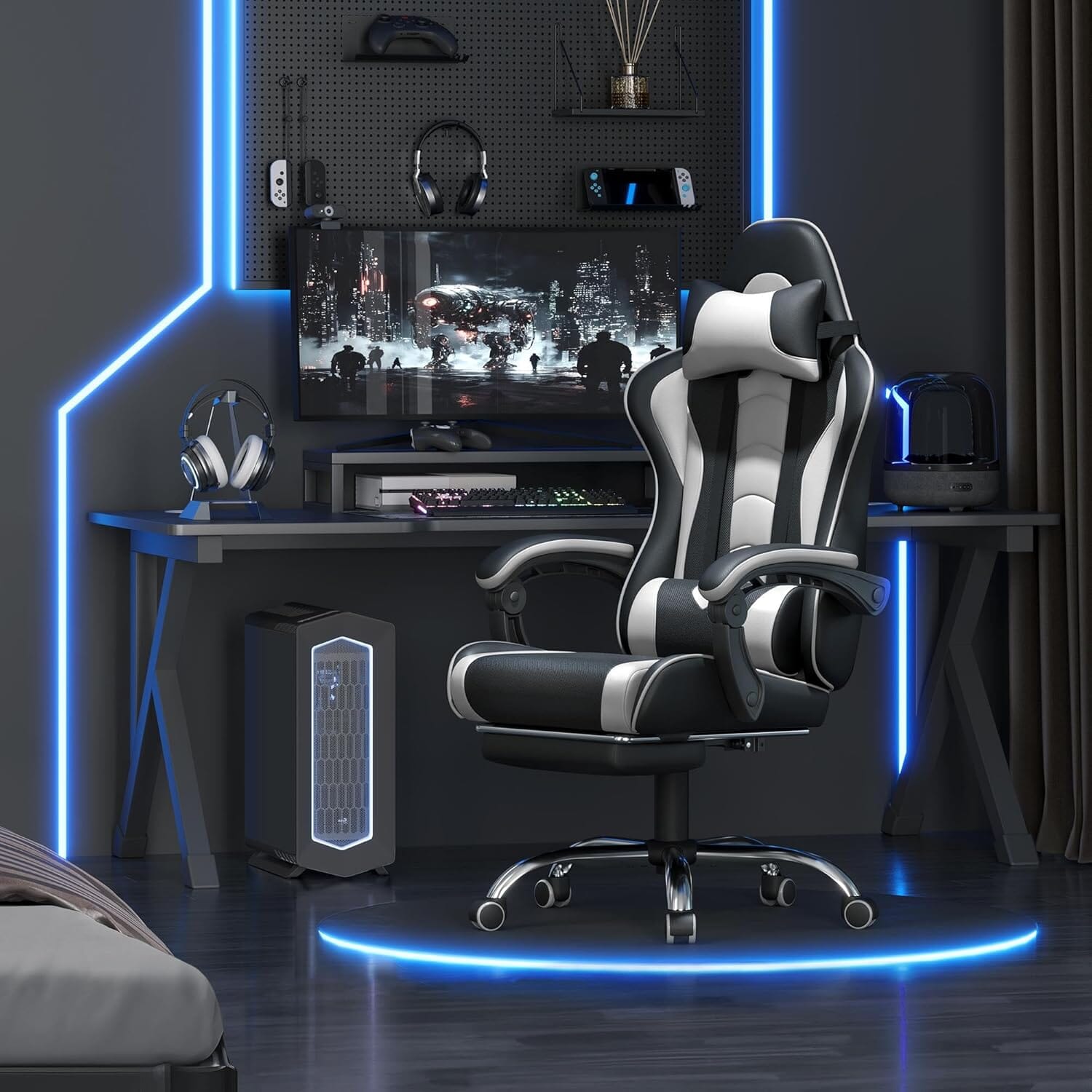 Gaming Chair, Video Game Chair with Massage Lumbar Support Gaming Chair Yaheetech 