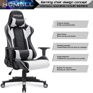 Gaming Chair, (White) Gaming Chairs Homall 
