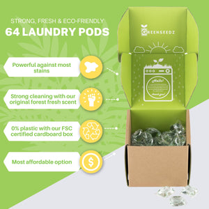 Greenseedz Eco Friendly Laundry Detergent Pods, 64 Pacs Laundry Detergent Pods Greenseedz 