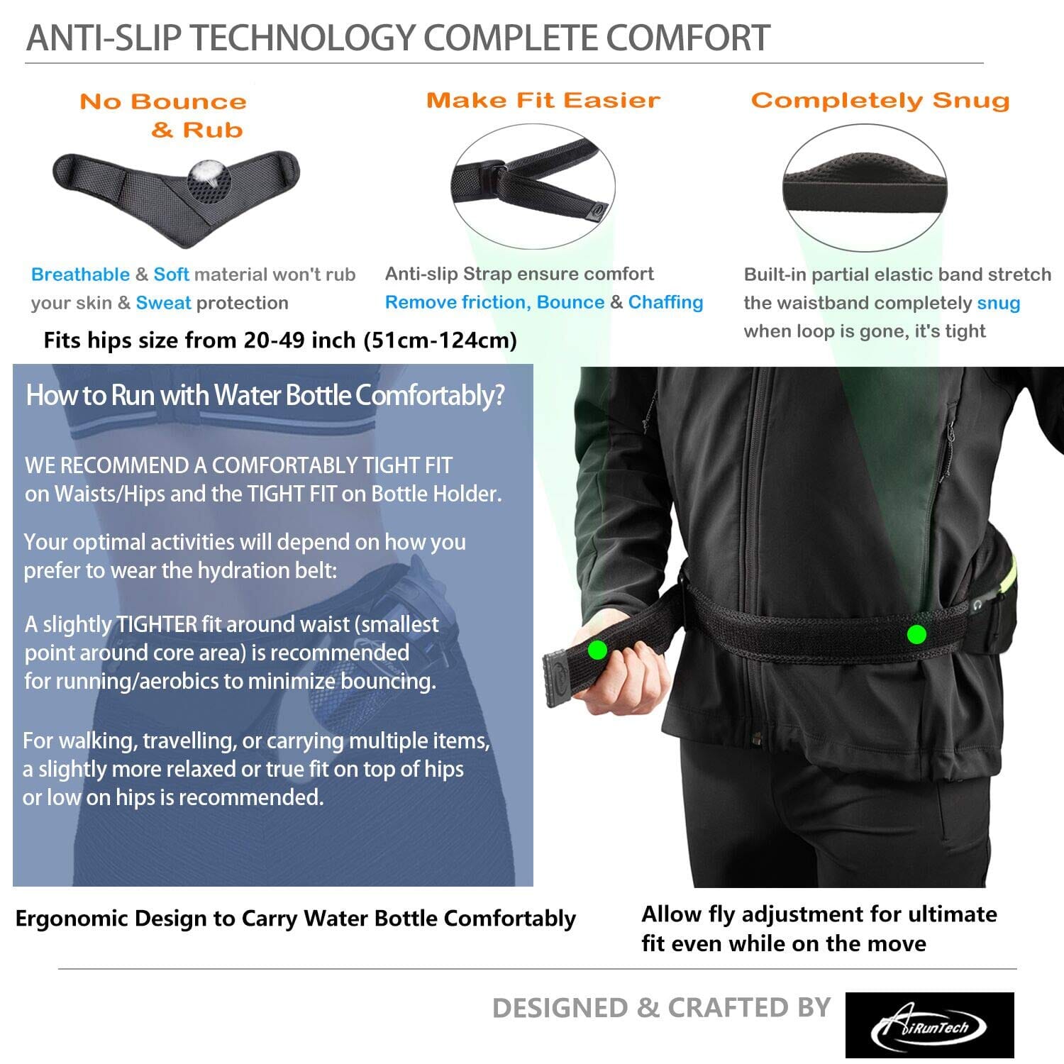 Hydration Belt (Black) Sports AiRunTech 