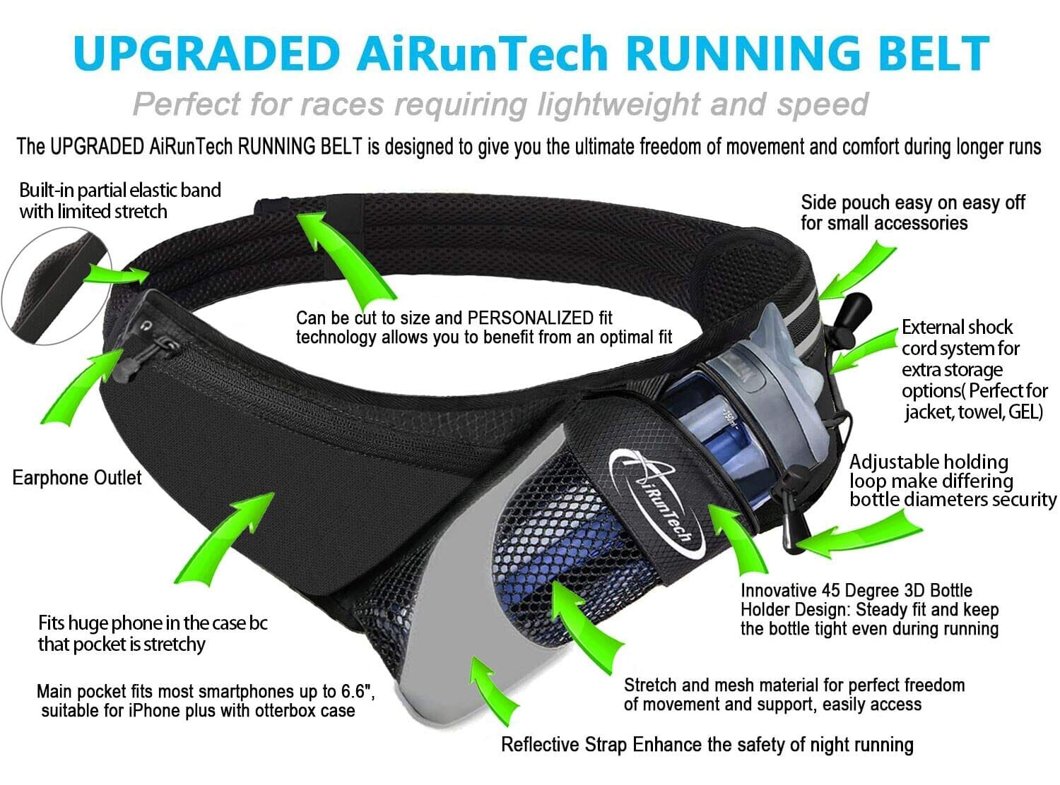 Hydration Belt (Black) Sports AiRunTech 