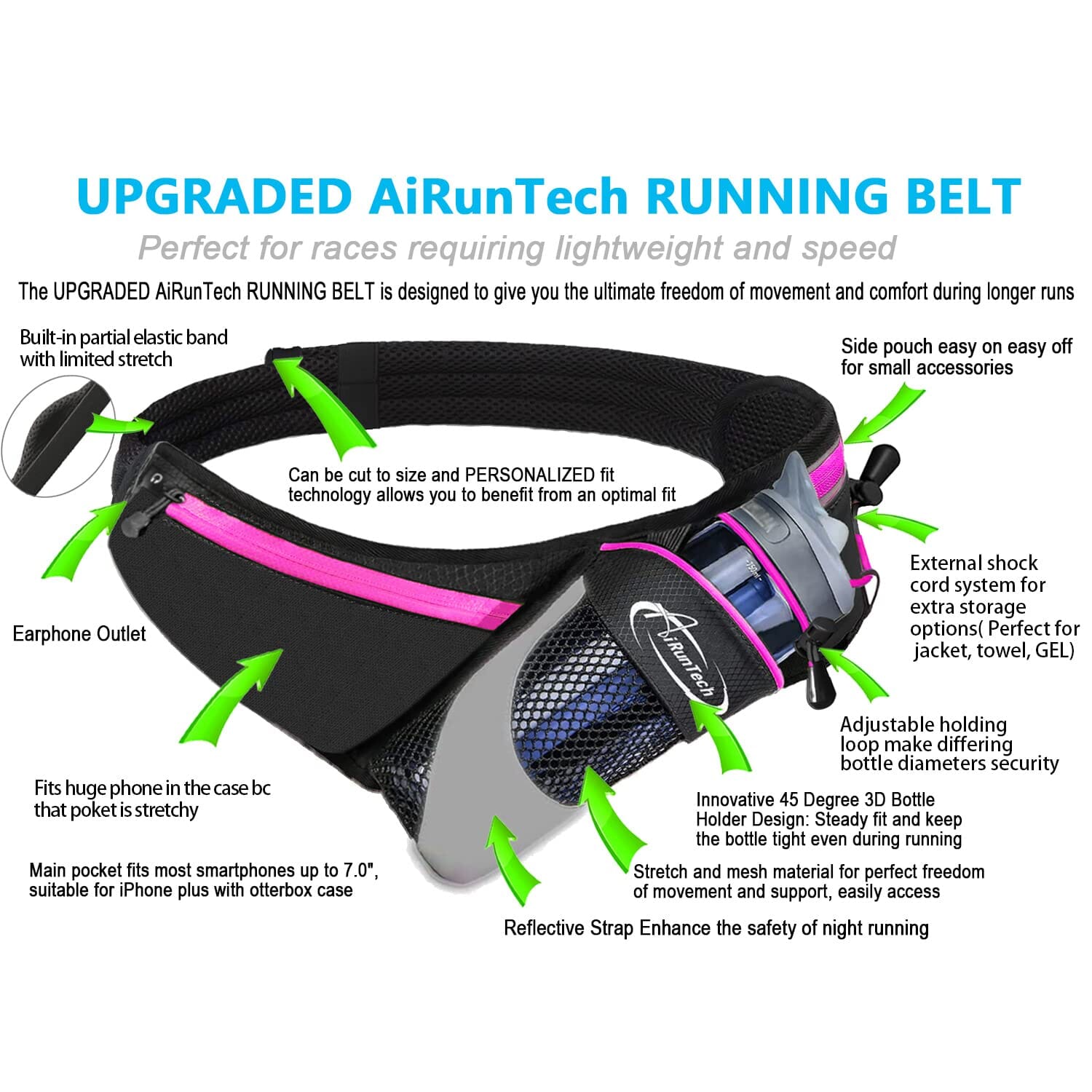 Hydration Belt (Pink) Sports AiRunTech 