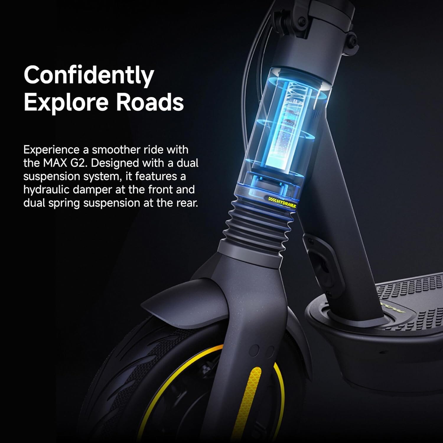 Max G2 Electric Kick Scooter with 43 Mile Range & 22 MPH Max Speed - Black Commuter E-Scooters Segway 