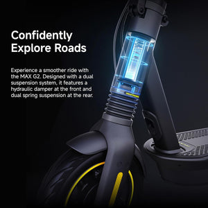 Max G2 Electric Kick Scooter with 43 Mile Range & 22 MPH Max Speed - Black Commuter E-Scooters Segway 