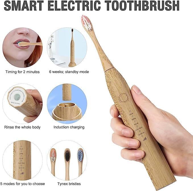 MERAZO Electric Bamboo Toothbrush Electric Bamboo Toothbrush MERAZO 